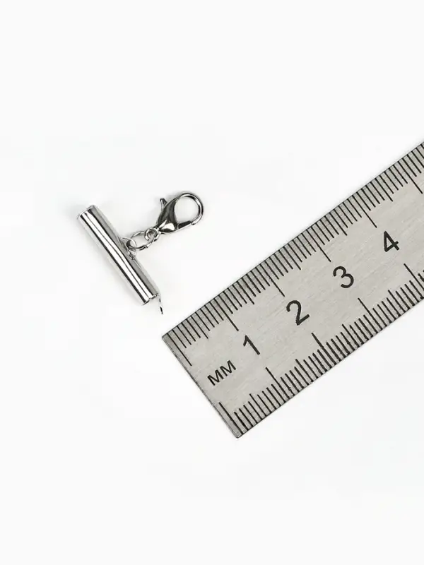 Концевик для браслета из бисера (пара) 20 мм, с цепочкой удлинителем, цвет серебро