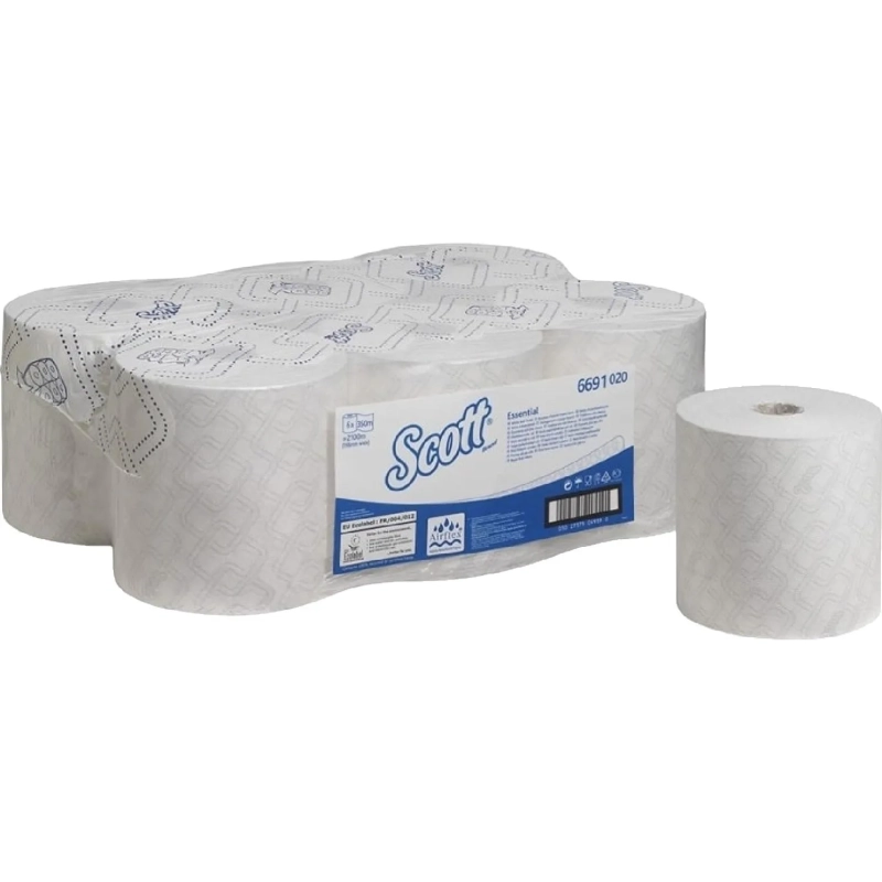 Полотенца бумажные д/дисп KK Scott Max в рулонах, 1сл, белые, 6х350м, 6691