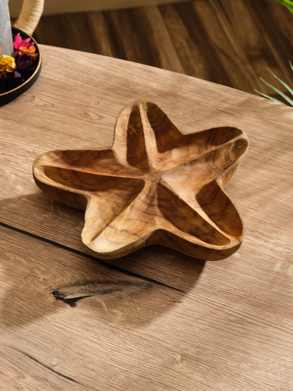 Менажница "Морская звезда" дерево Джати, 24х24х5 см, цв. коричневый