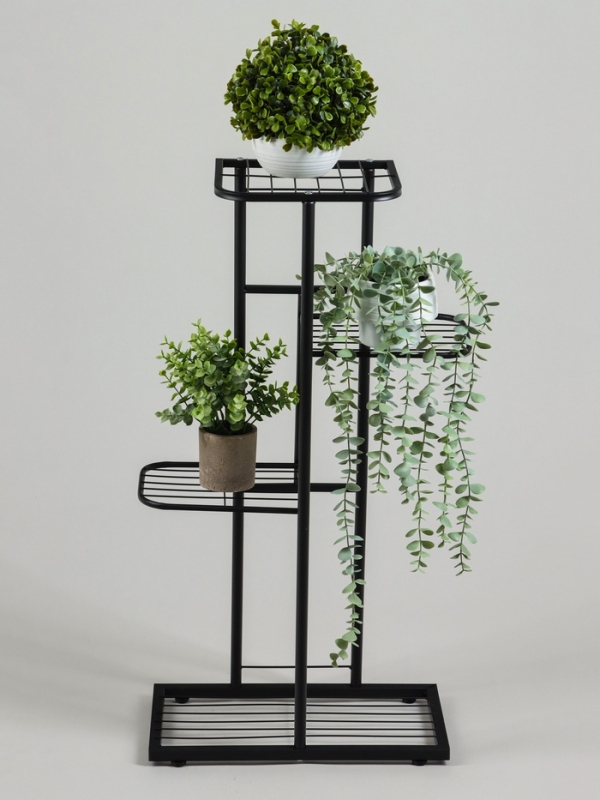 Подставка для цветов Greengo, 4 полки, 43 × 22 × 82 см, напольная, металл, чёрная Подставка для цветов Greengo, 4 полки, 43 × 22 × 82 см, напольная, металл, чёрная