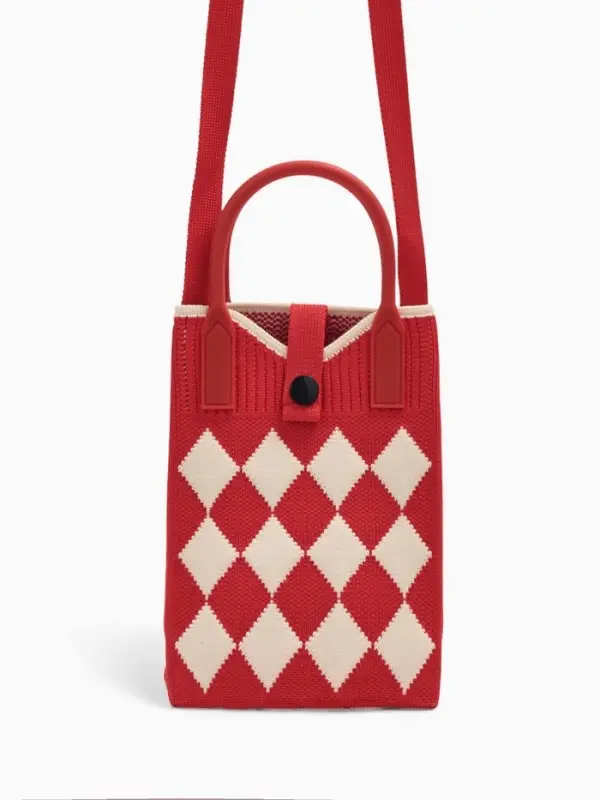 Сумка подр Ромбы, 12*4*17, отд на кнопке, дл ремень, красный Сумка подр Ромбы, 12*4*17, отд на кнопке, дл ремень, красный