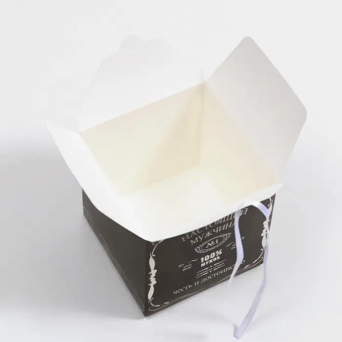 Коробка складная Коробка складная "100% мужик", 14×14×14 см