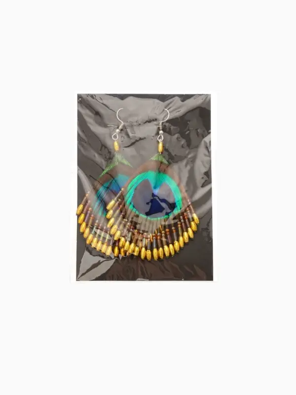 Серьги Серьги "Павлин" 5х8 см, цв. жёлтый