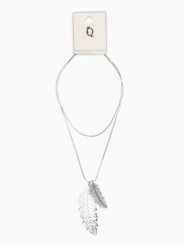 Кулон на цепочке &laquo;Перо&raquo;, ангела, белый в серебре, 72 см