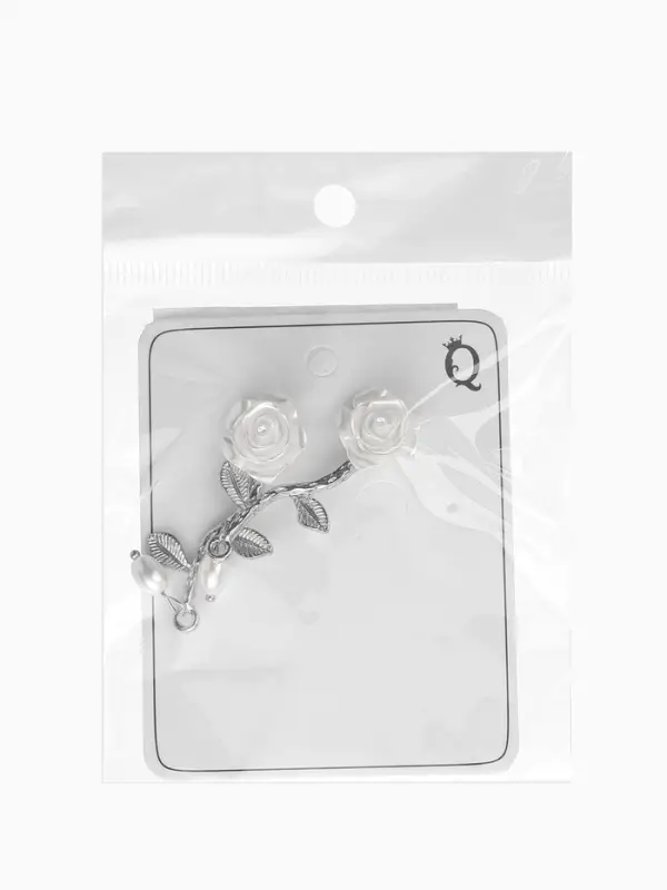 Серьги Серьги "Цветок розы", цвет белый в серебре