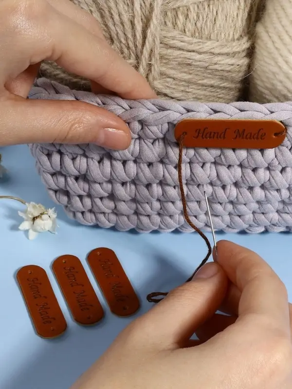 Набор нашивок Hand made, 4.5&times;1.3 см, 10 шт., коричневые