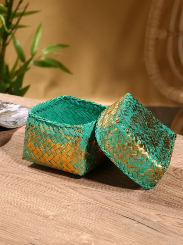 Корзинка плетеная "Голден мини" 12х12х10 см, голубой