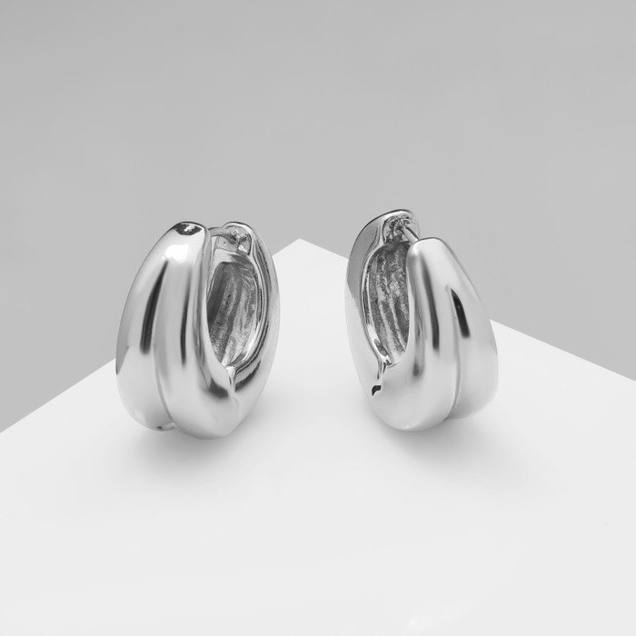 Серьги металл «Аккорд» двойной круг, цвет серебро Серьги металл «Аккорд» двойной круг, цвет серебро