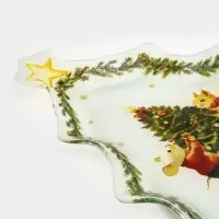 Блюдо сервировочное ёлочка "Новогоднее зверята" 24,5х24,7х2 см Блюдо сервировочное ёлочка "Новогоднее зверята" 24,5х24,7х2 см