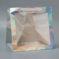 Пакет для торта с квадратным дном и окном, голографический, 30&times;30&times;30 см