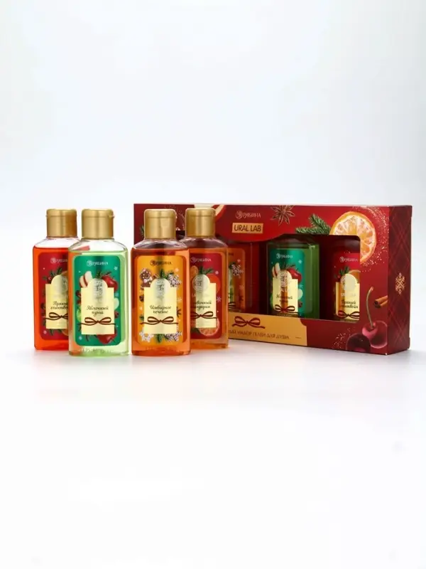 URAL LAB Арома Саунд Набор гелей для душа. 4х100 мл, мандарин, тыква, яблоко и глинтвейн URAL LAB Арома Саунд Набор гелей для душа. 4х100 мл, мандарин, тыква, яблоко и глинтвейн