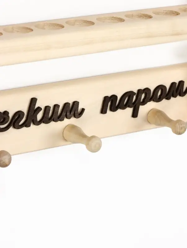 Полка-вешалка для бани и сауны, 35&times;7&times;35 см, деревянная, 3 крючка, для масел