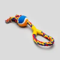 Игрушка канатная с ручкой и мячом, до 150 г, до 35 см, цвет МИКС