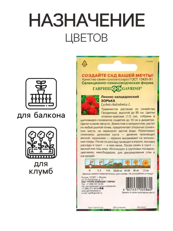 Семена Лихнис "Зорька", ц/п,  0,1 г