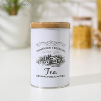 Банка для чая &laquo;Дом и поле&raquo;, 12&times;7,5&times;7,5 см, цвет белый