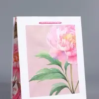 Пакет подарочный "Букет пионов" ламинированный 18 х 22,3 х 10 см
