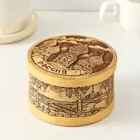 Шкатулка для украшений &laquo;Россия&raquo;, круглая, 12&times;7 см, береста