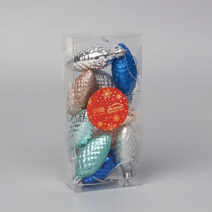 Ёлочные игрушки 10 шт. &laquo;Шишка - морозная нежность&raquo; 5&times;2.5 см, ассорти