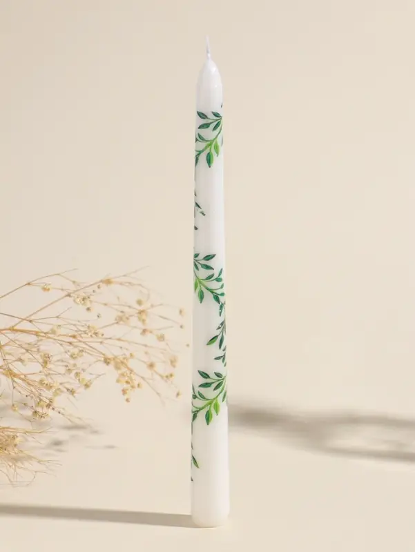 Набор свечей античных, 2,2х25 см, 2 шт "Оливковые листья" 8х28х2,3 см