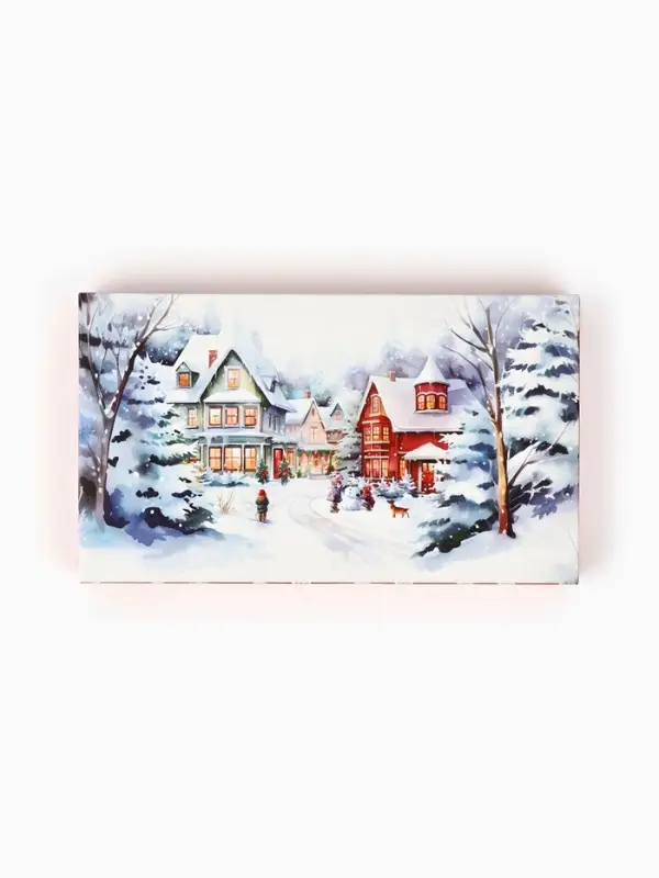 Коробка для шоколада новогодняя с местом для денег &laquo;Снежный городок&raquo;, 20&times;2&times;12 см