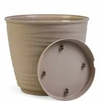 Горшок для цветов с поддоном Saffron, 9.1 л, d=26.7 см, h=24.5 см, пластиковый, бежевый