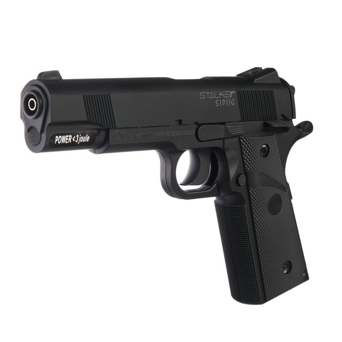 Пистолет пневматический Stalker  Пистолет пневматический Stalker "S1911G" кал. 4.5 мм, 3 Дж, корп. пластик, до 120 м/с