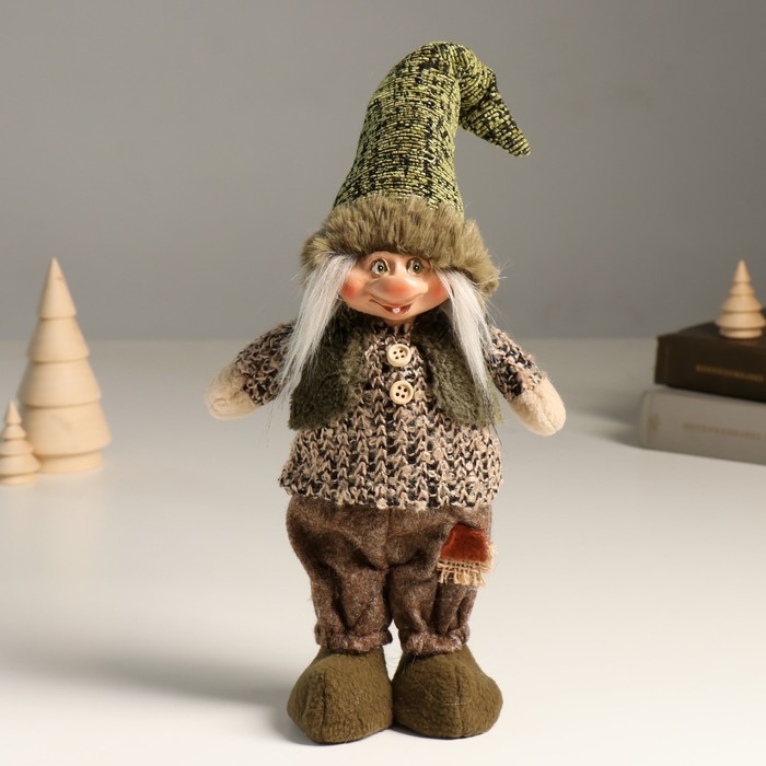 Кукла интерьерная Кукла интерьерная "Гномик в зелёном наряде в колпаке" 32 см
