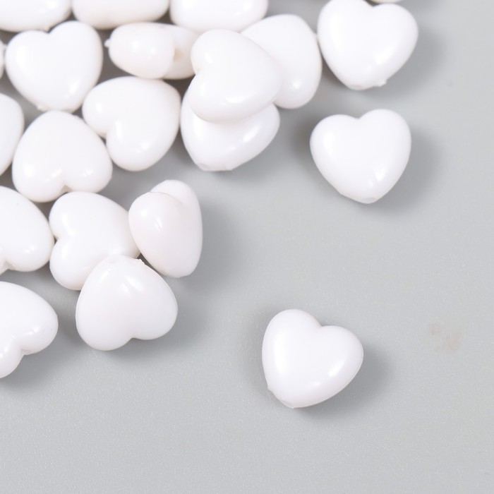 Бусины пластик Бусины пластик "Сердечко белоснежное" набор 20 гр 0,6х1х1 см