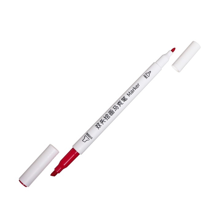 Набор маркеров, 12 цветов, двусторонние, пулевидный и скошенный наконечники Набор маркеров, 12 цветов, двусторонние, пулевидный и скошенный наконечники