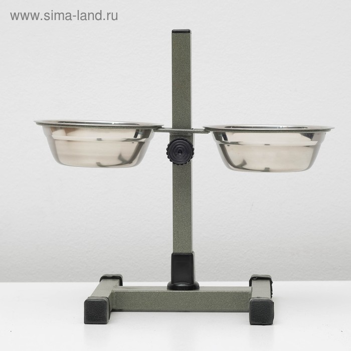 Подставка с мисками, 2 х 350 мл, высота 30 см, разборная, зелёная Подставка с мисками, 2 х 350 мл, высота 30 см, разборная, зелёная