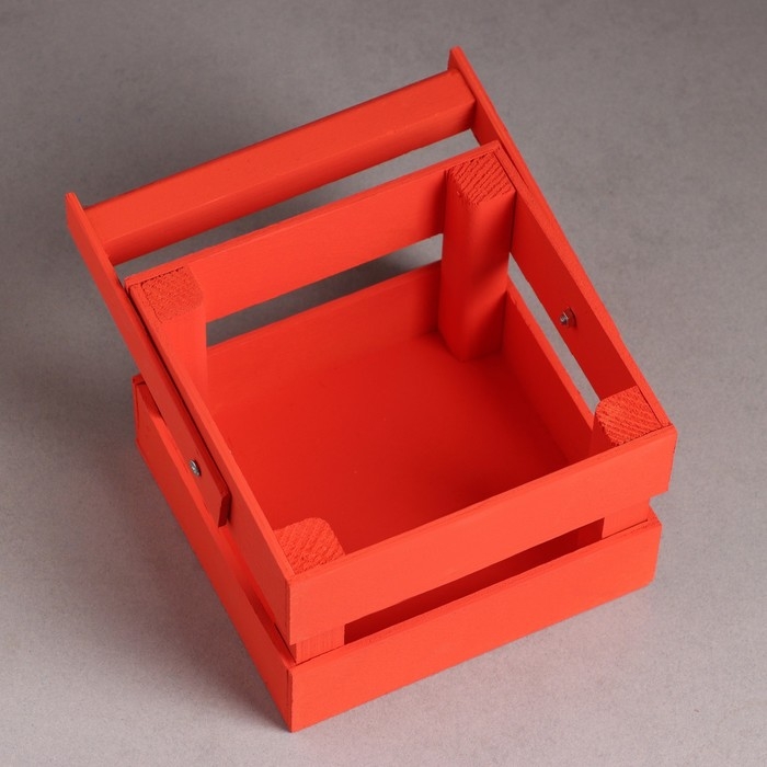 Кашпо деревянное 12×11×9 см  Кашпо деревянное 12×11×9 см "Однушка Лайт", двухреечное, красный Дарим Красиво