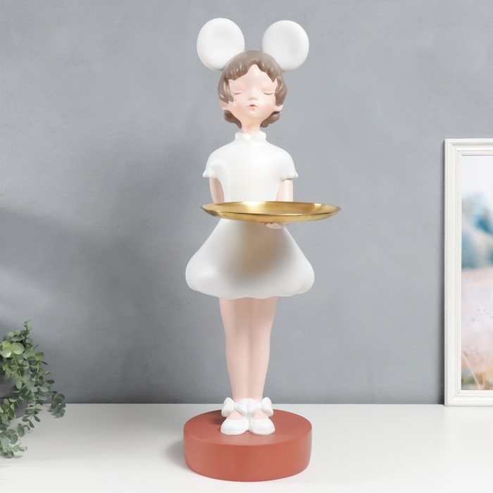 Сувенир полистоун подставка  Сувенир полистоун подставка "Малышка с ушками, в белом платьице" d=26 см 81х40х40 см