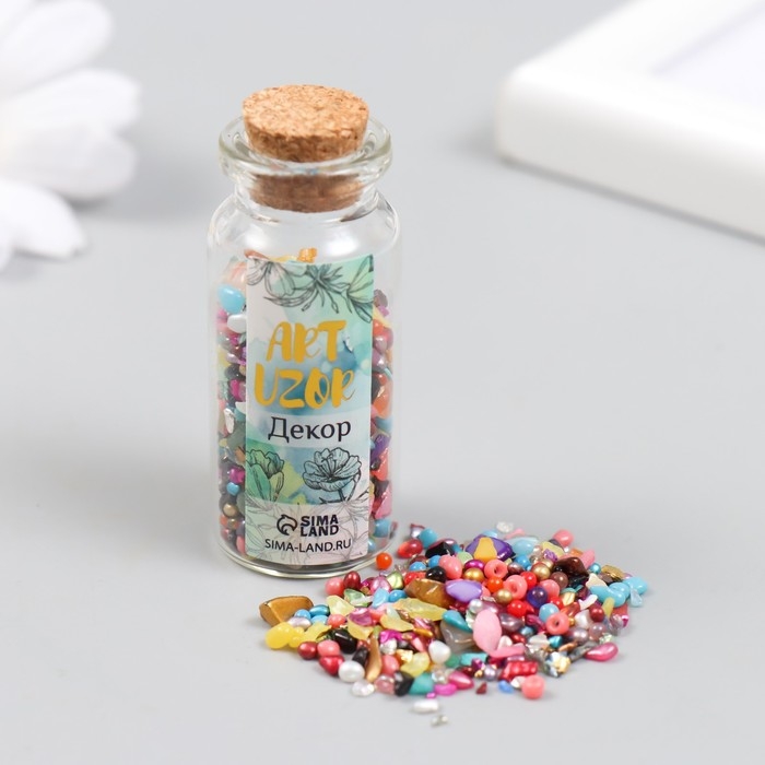 Декор для творчества в баночке Декор для творчества в баночке "Природный камень со стеклом - Цвет" 20 гр 5х2,2х2,2 см