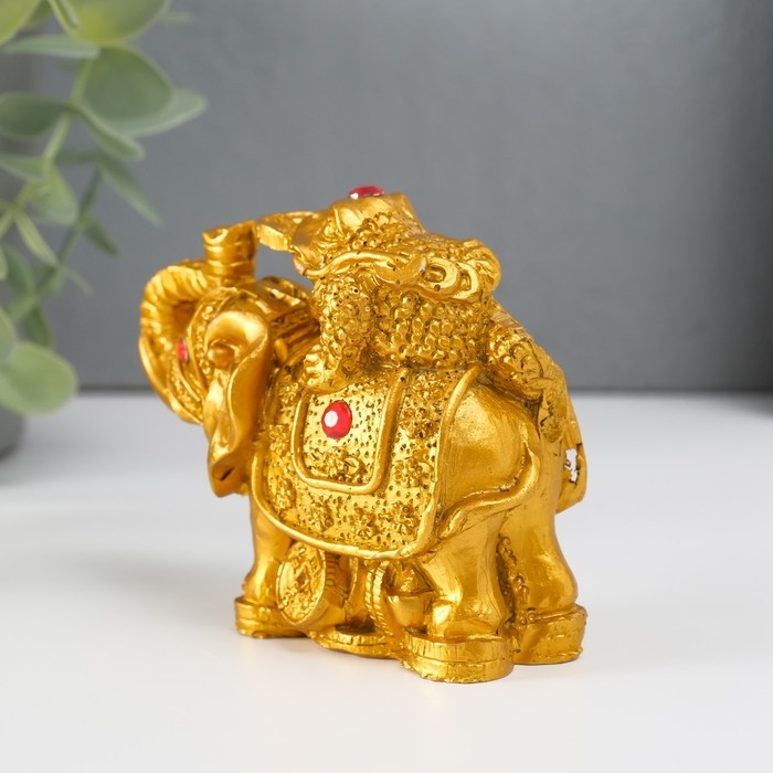 Нэцке полистоун бронза Нэцке полистоун бронза "Слон с денежной жабой на спине" 7,5х9,3х5,2 см