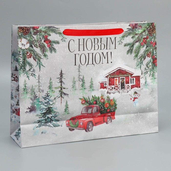 Пакет подарочный новогодний крафтовый горизонтальный «Новогодняя история», L 40 х 31 х 11.5 см, Новый год Пакет подарочный новогодний крафтовый горизонтальный «Новогодняя история», L 40 х 31 х 11.5 см, Новый год