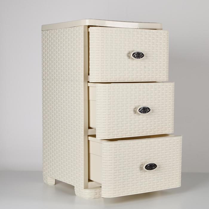 Комод 3-х секционный «Плетёнка», цвет слоновая кость Комод 3-х секционный «Плетёнка», цвет слоновая кость