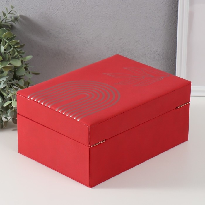 Шкатулка кожзам для украшений  Шкатулка кожзам для украшений "Веточка. Радуга" красная 18х24,5х11 см