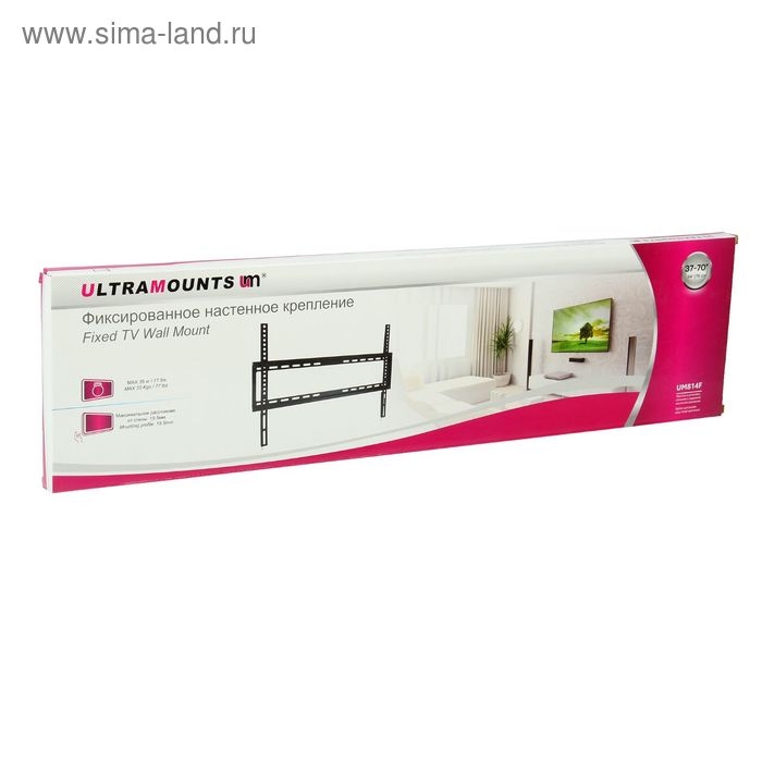Кронштейн Ultramounts UM814F, для ТВ, фиксированный, 37-75 Кронштейн Ultramounts UM814F, для ТВ, фиксированный, 37-75", 19.5 мм от стены, черный