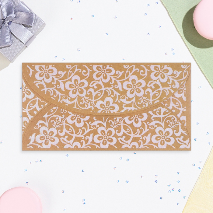 Конверт для денег Конверт для денег "Универсальный" белые цветы, 19 х 10 см