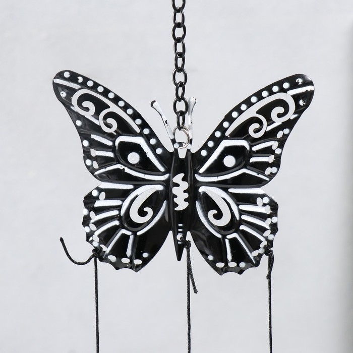 Музыка ветра металл Музыка ветра металл "Бабочки чёрно-белое" 4 колокольчика 47 см