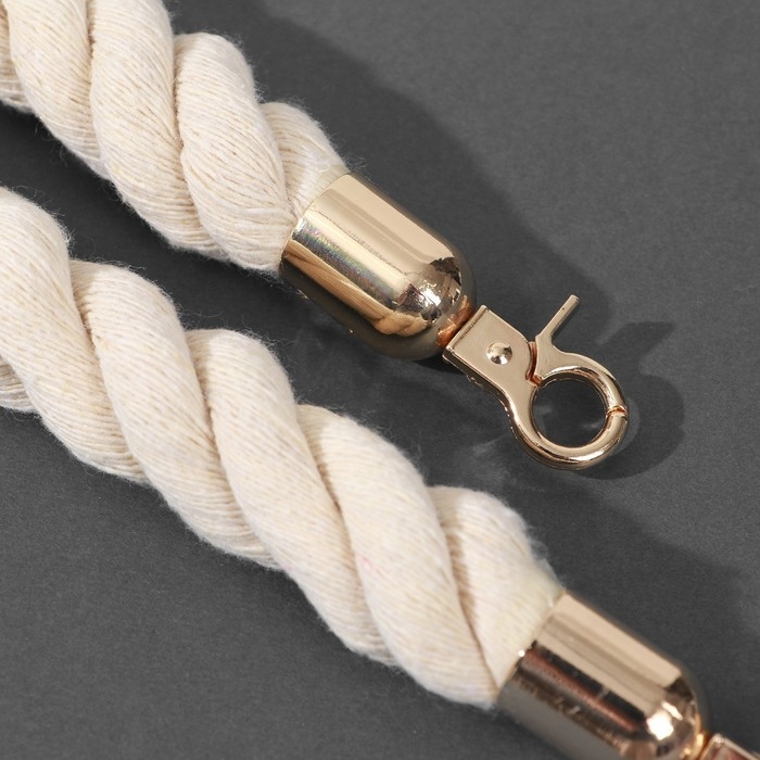 Ручка для сумки, канат, 60 × 1,5 см, с карабинами, цвет кремовый/золотой Ручка для сумки, канат, 60 × 1,5 см, с карабинами, цвет кремовый/золотой