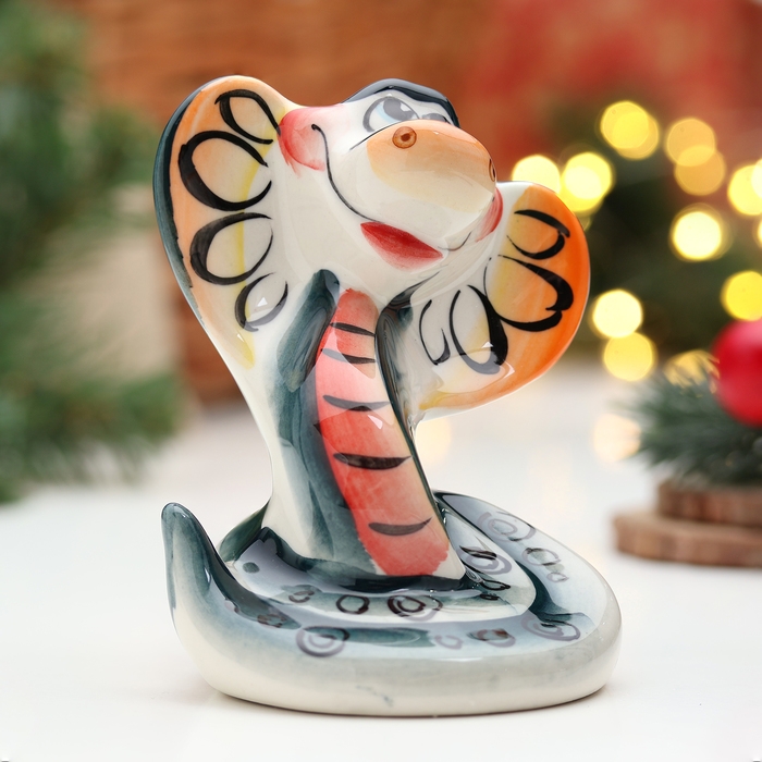 Новый год. Сувенир символ года Новый год. Сувенир символ года "Змея Клава", гжель, цвет, 11 см