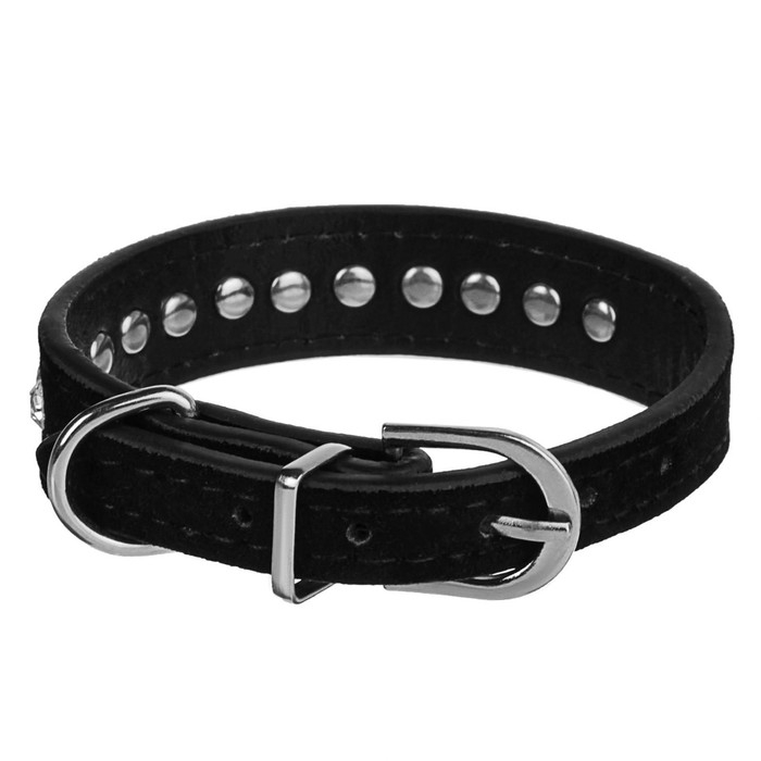Ошейник  Ошейник "Бархат и стразы", 31 х 1,3/2 см, ОШ 22-28 см, чёрный