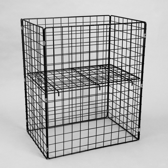 Корзина-накопитель складная, на колесах, 1 полка, 60×40×80 см, цвет чёрный Корзина-накопитель складная, на колесах, 1 полка, 60×40×80 см, цвет чёрный