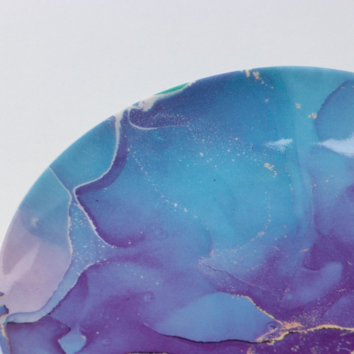 Блюдо керамическое для подачи &laquo;Мрамор&raquo;, 17 см, цвет бело-синий