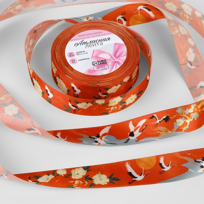 Лента атласная «Япония», 25 мм × 23 ± 1 м, цвет красный Лента атласная «Япония», 25 мм × 23 ± 1 м, цвет красный