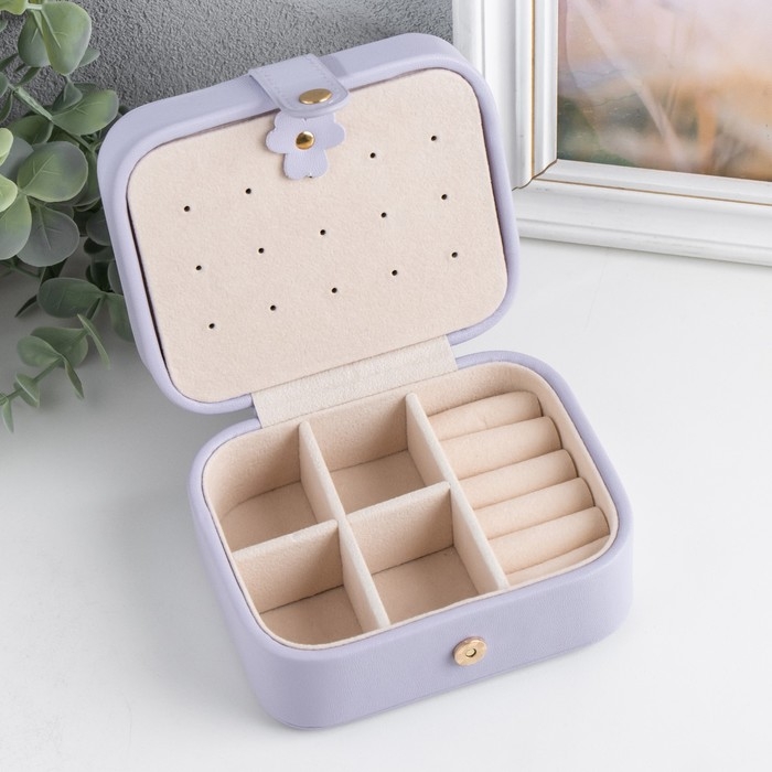 Шкатулка кожзам для украшений  Шкатулка кожзам для украшений "Стёганая матовая" сиреневая 12х10х6,3 см