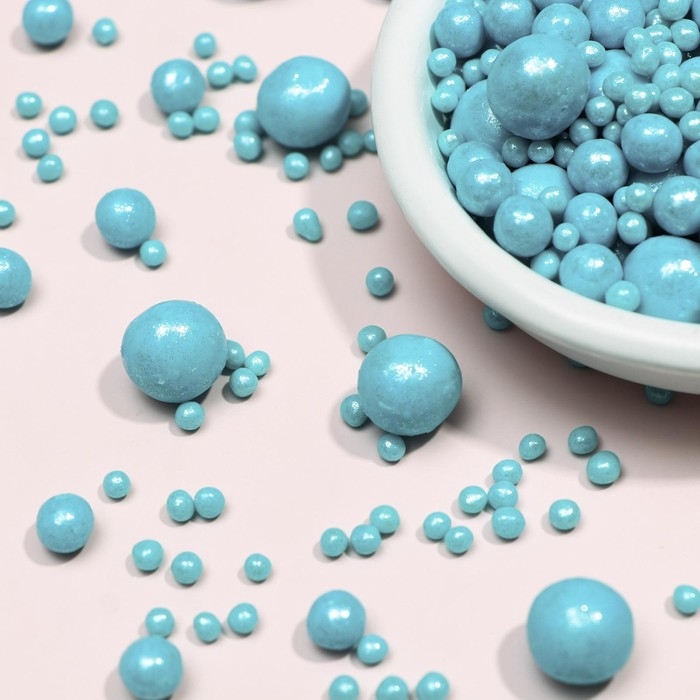 Посыпка кондитерская с мягким центром  Посыпка кондитерская с мягким центром "Жемчуг", бирюзовая, 50 г