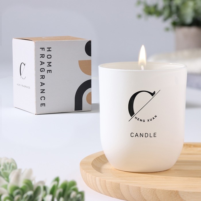 Свеча ароматическая  Свеча ароматическая "Home Fragrance", ирис и сладости, белая, 7х8 см