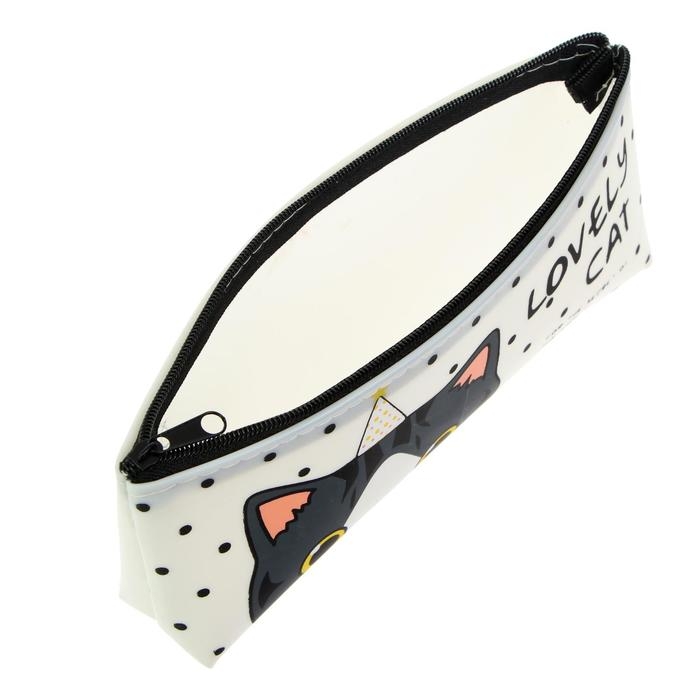 Пенал школьный на молнии силиконовый Пенал школьный на молнии силиконовый "Котик", МИКС